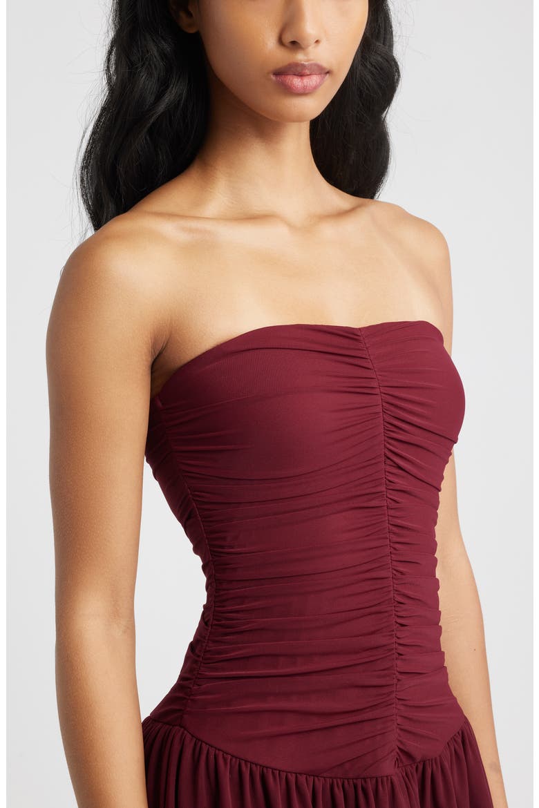 Astrid Strapless Mesh Minidress, Alternate, color, CHIANTI