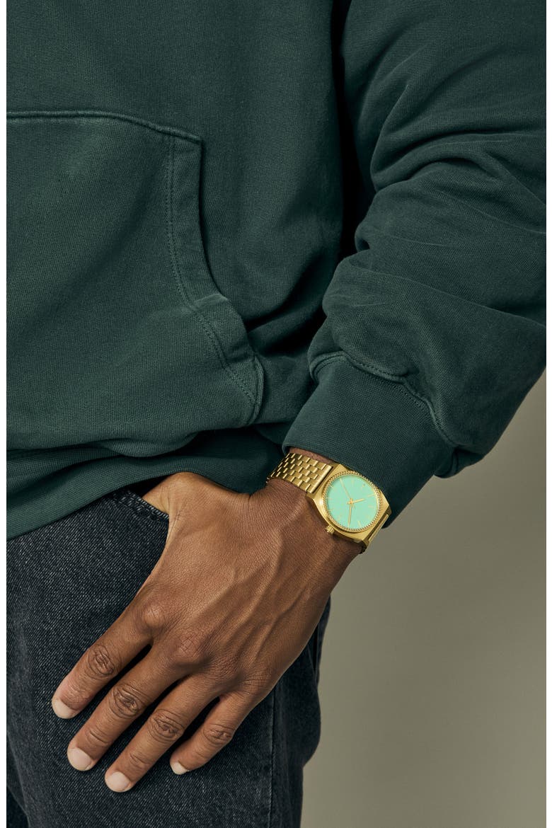 The Time Teller Turquiose Dial Goldtone Bracelet Watch, 36mm, Alternate, color, GOLD / TURQUOISE / GOLD