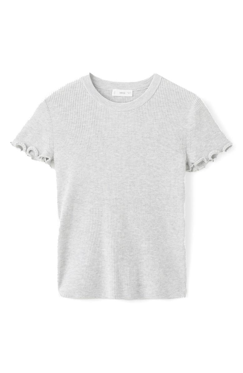 MANGO TEEN Short Sleeve Rib Top, Alternate, color, Medium Heather Grey