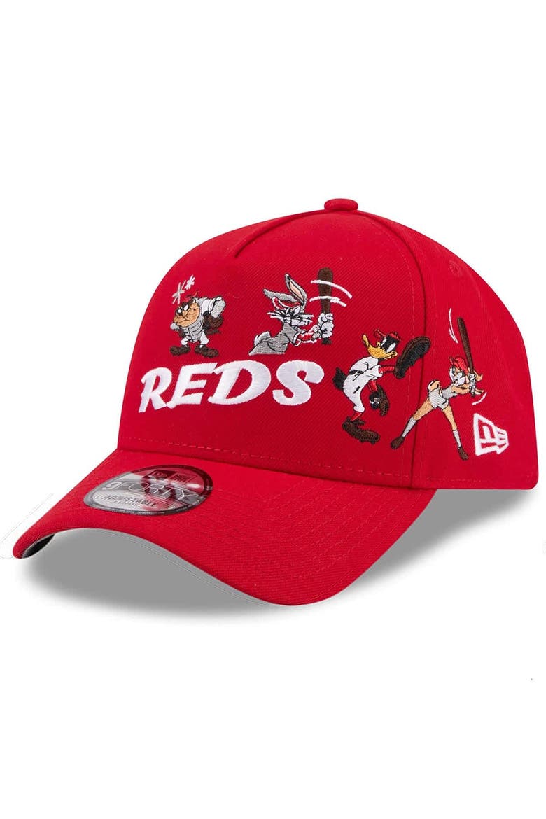 Men's New Era Red Cincinnati Reds Looney Tunes A-Frame 9FORTY Adjustable Hat, Alternate, color, Red