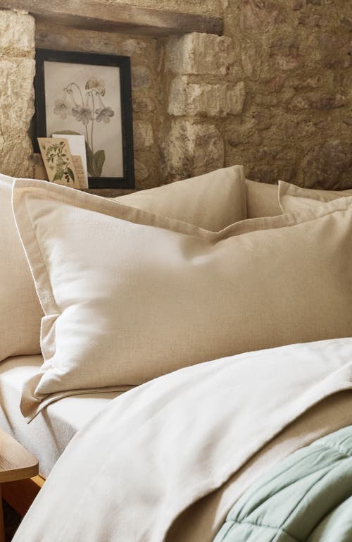 Christy Flannel Marl Brushed Cotton Pillow Sham Pairs In Brown