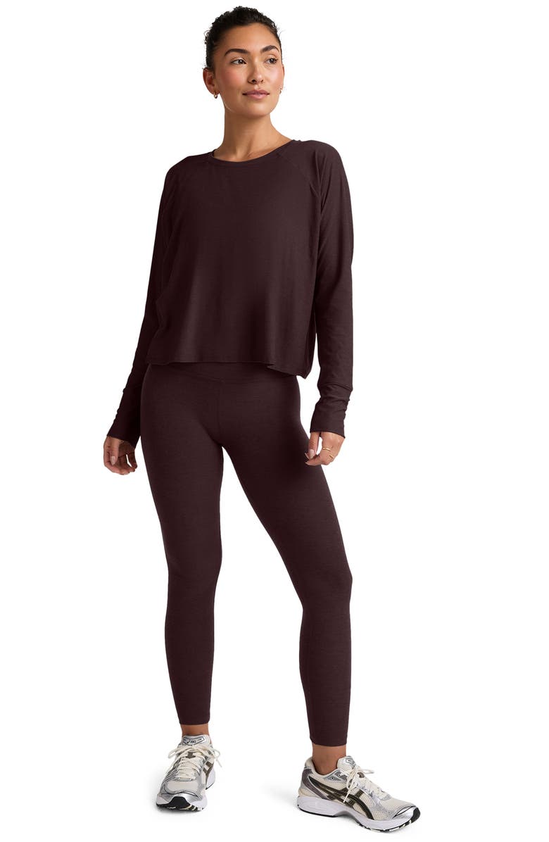 Beyond Yoga Featherweight Long Sleeve T-Shirt, Alternate, color, Dark Chocolate Heath