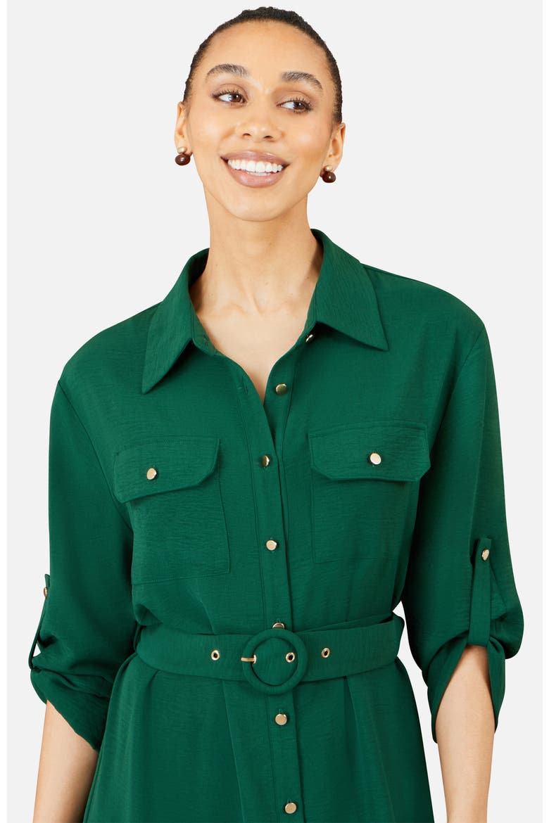 Stretch Midi Shirt Dress, Alternate, color, Green