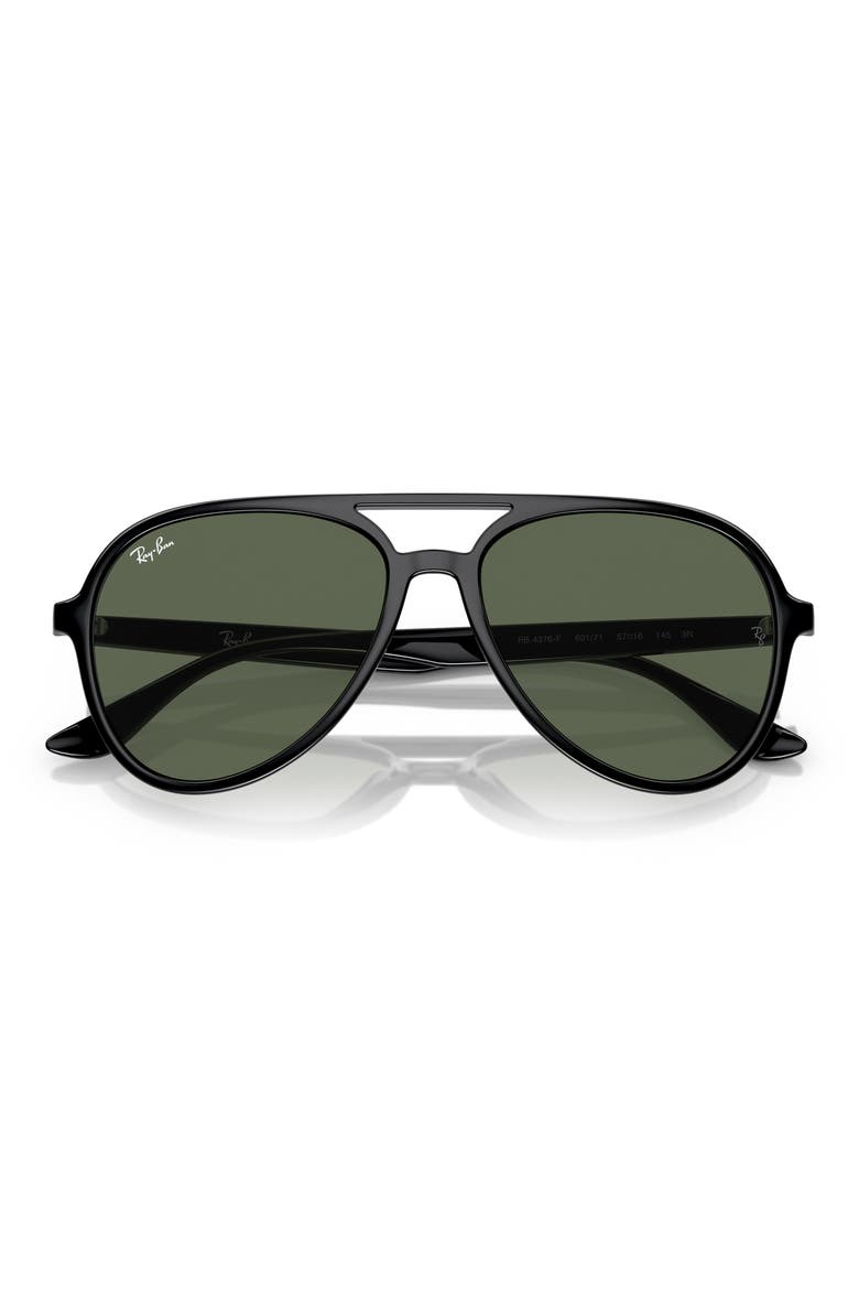 57mm Pilot Sunglasses, Alternate, color, BLACK