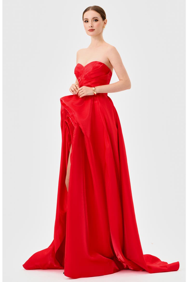 Gianna Strapless Ball Gown, Alternate, color, RED