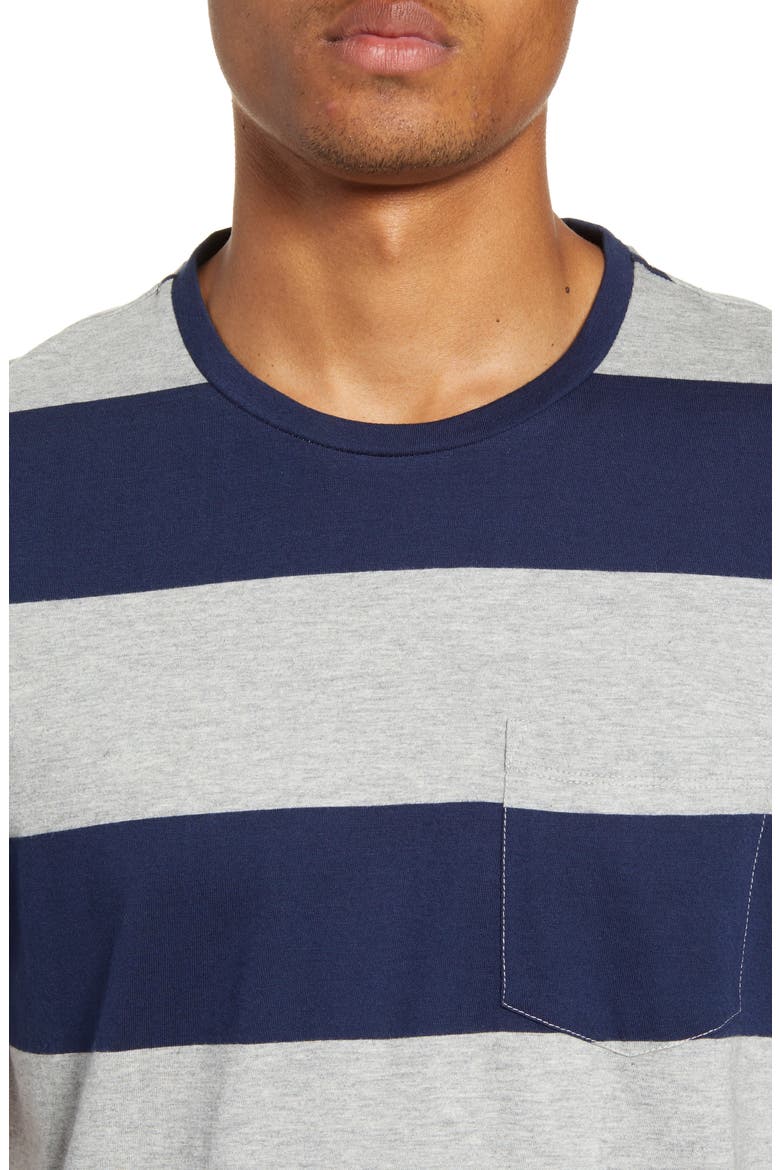 Stripe Pocket Slim Fit T-Shirt, Alternate, color, GREY HEATHER NAVY STRIPE