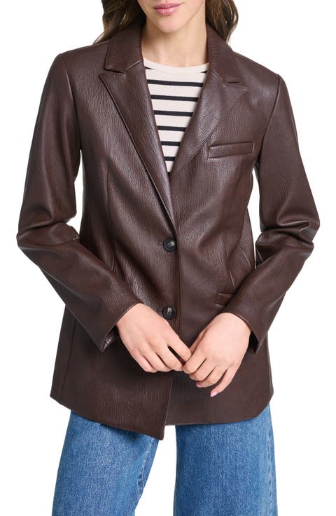 Faux Leather Blazer