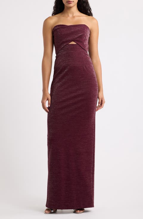 Jada Strapless Shimmer Knit Gown