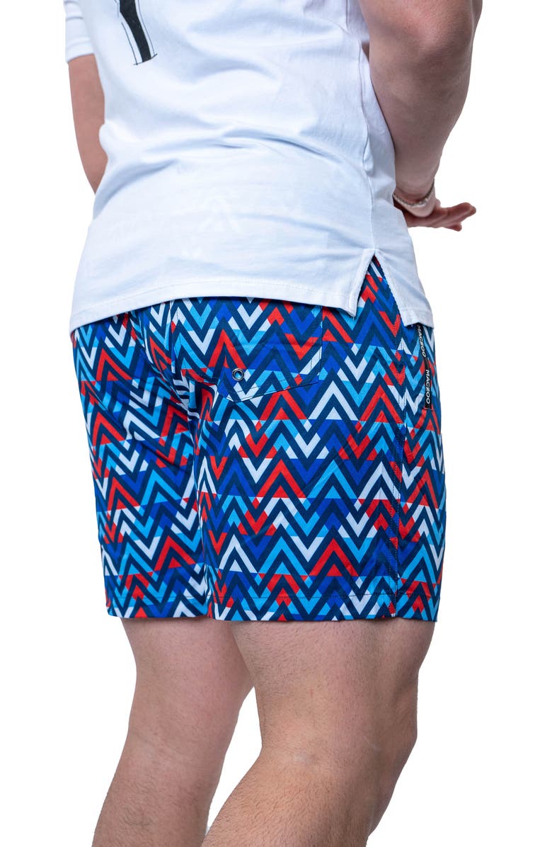 Maceoo Swim Lion Patriot Swim Trunks, Alternate, color, Blue Multi