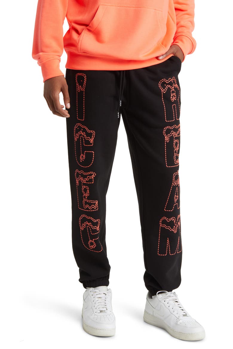 Snow Tops Embroidered Joggers, Main, color, BLACK