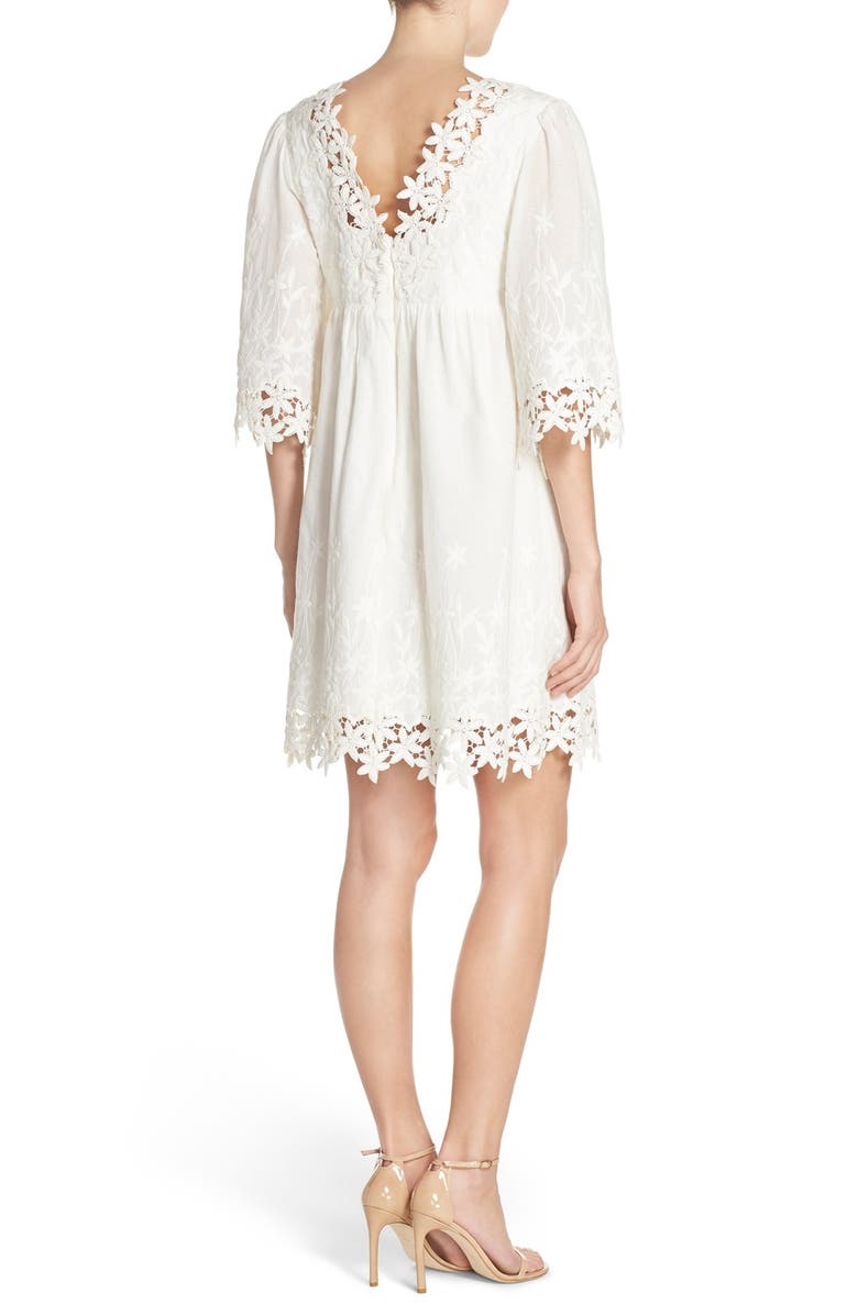 Betsey Johnson Lace Trim Cotton Tunic Dress, Alternate, color, 