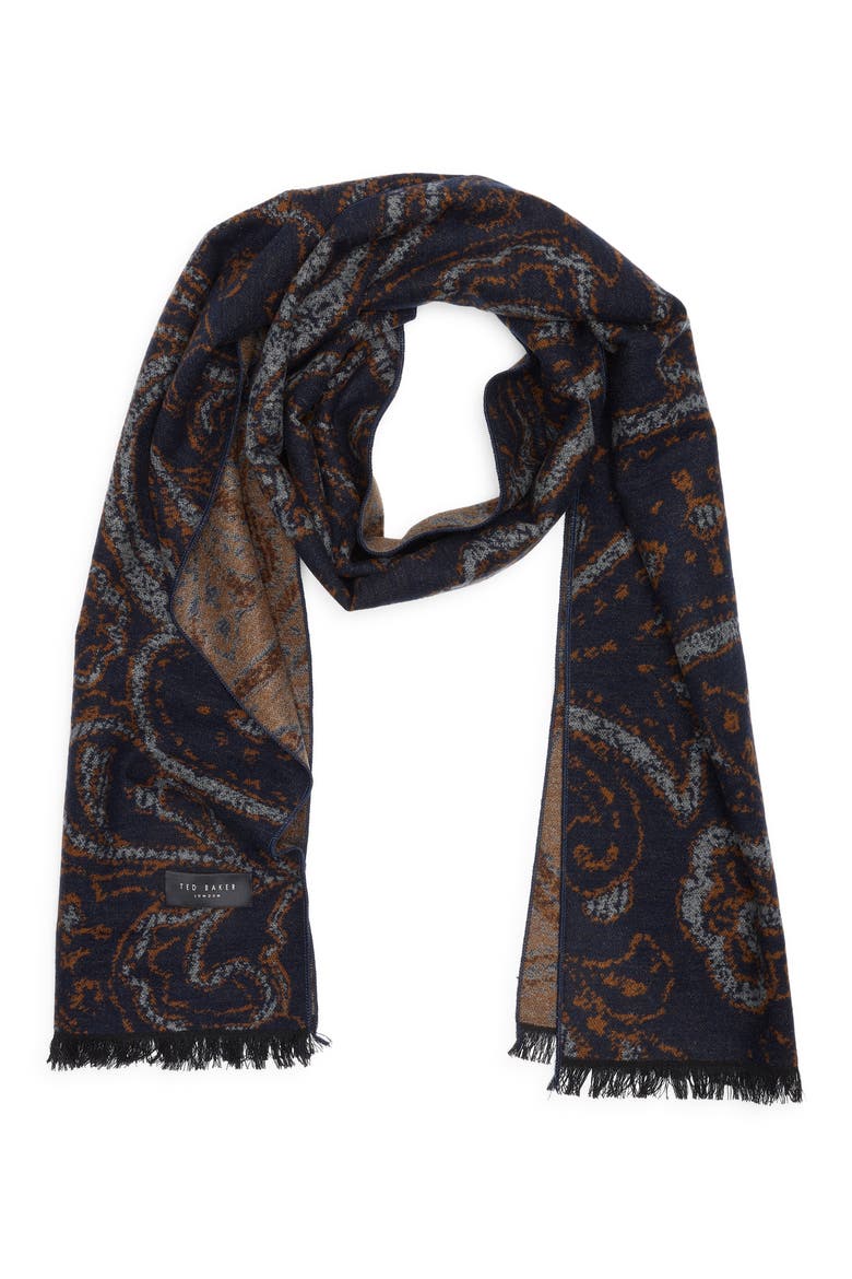 Paisley Silk Scarf, Main, color, BLUE