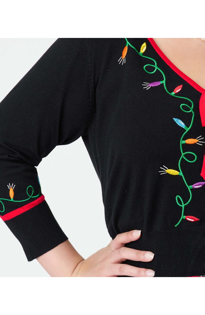 Unique Vintage Plus Size 1950s Crop Knit Cardigan, Alternate, color, Black Lights