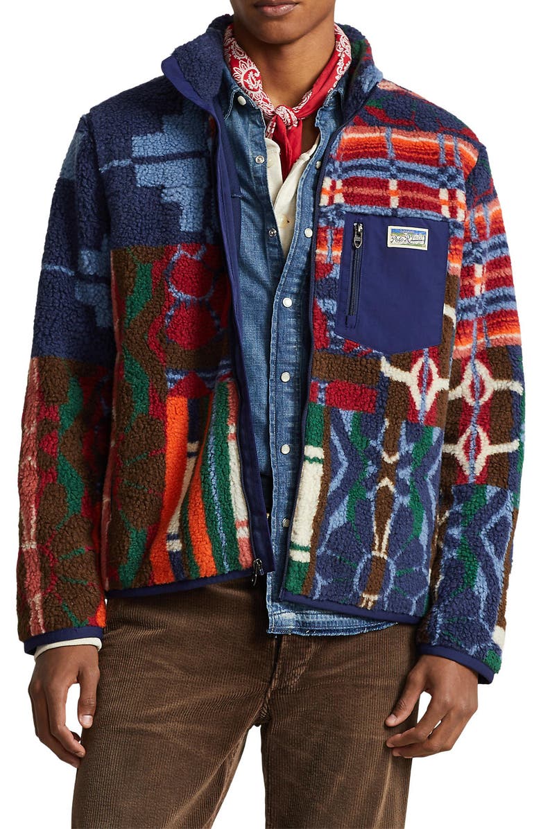 Polo Ralph Lauren High Pile Jacquard Fleece Zip Jacket, Main, color, 