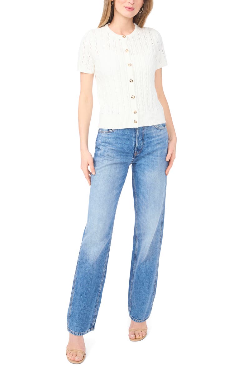 Ted Baker Short Sleeve Pointelle Knit Sweater, Alternate, color, New Ivory