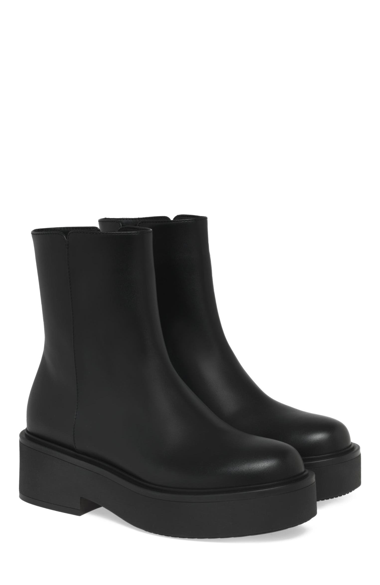 Gianvito Rossi Hiro Bootie Biker, Alternate, color, Black Calf Leather