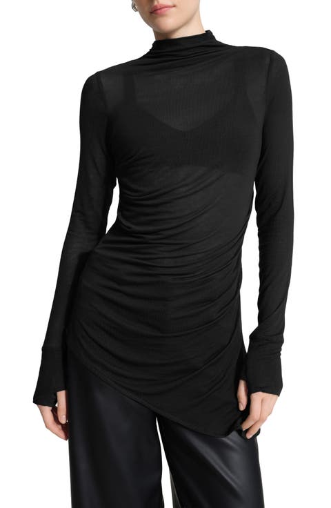 Arden Ruched Turtleneck Knit Top