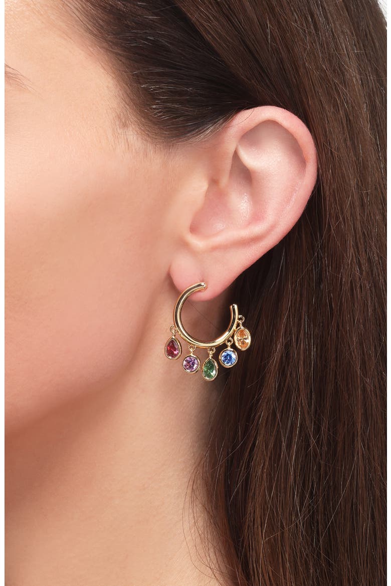Imber Mixed Cut Cubic Zirconia Hoop Earrings, Alternate, color, MULTI/ GOLD