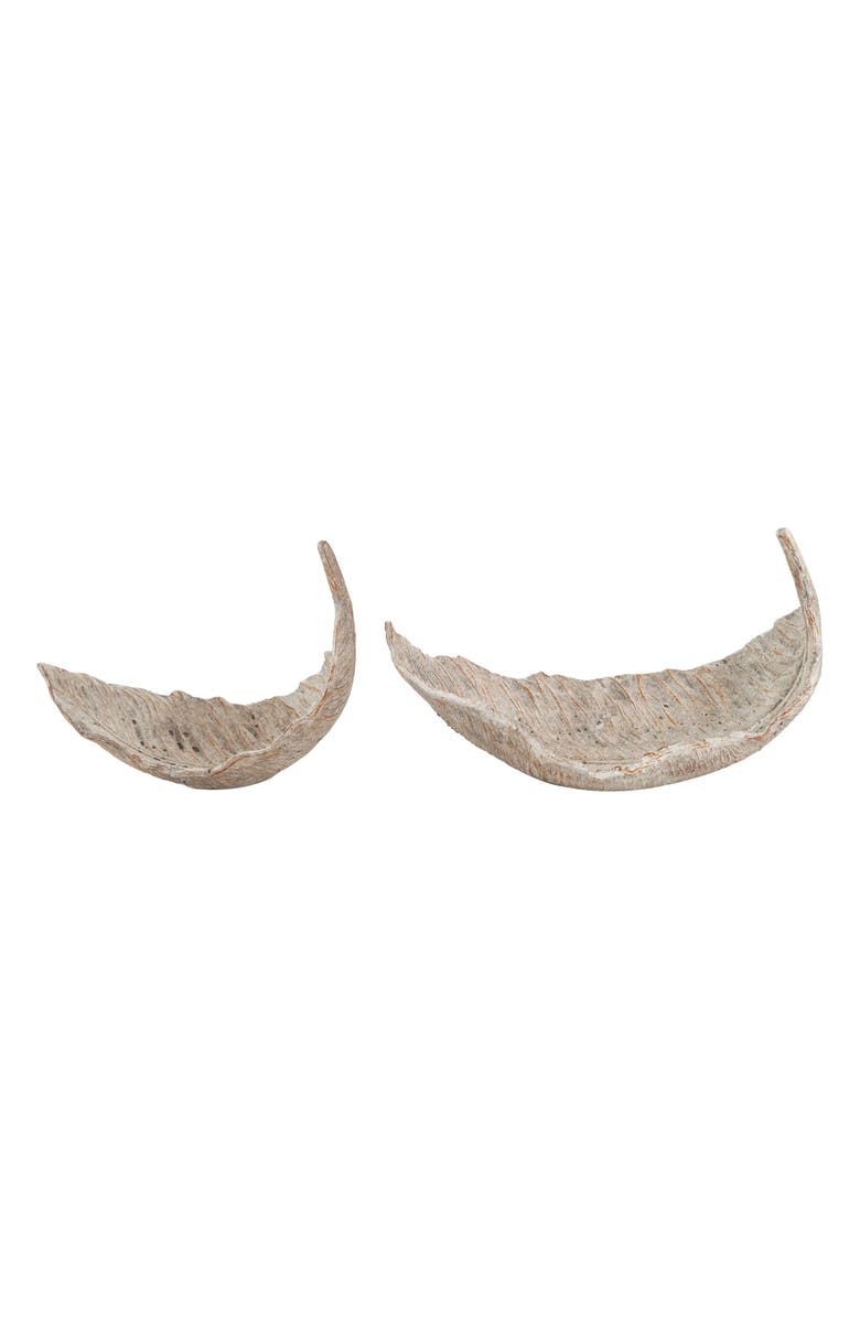 WILLOW ROW Leaf Set of 2 Decorative Bowls, Main, color, Champagne