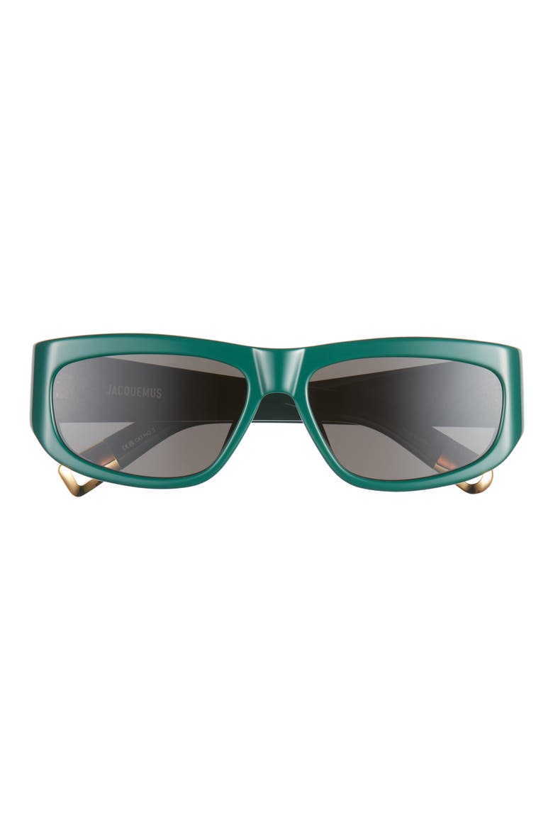 Les Lunettes Pilota Rectangular Sunglasses, Main, color, GREEN/ YELLOW GOLD/ GREY