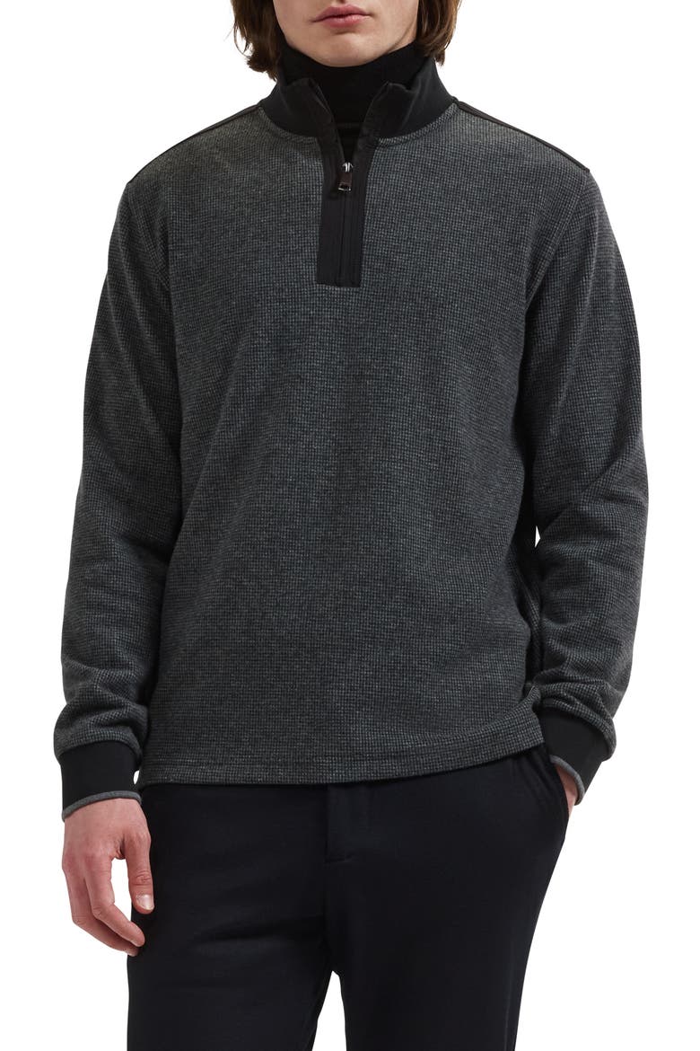 Quarter Zip Knit Pullover, Main, color, BLACK
