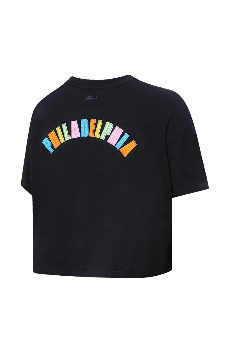 PRO STANDARD Women's Pro Standard Black Philadelphia 76ers Washed Neon Cropped Boxy T-Shirt, Alternate, color, 