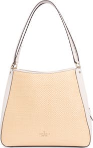 Kate Spade New York leila straw medium triple compartment shoulder bag