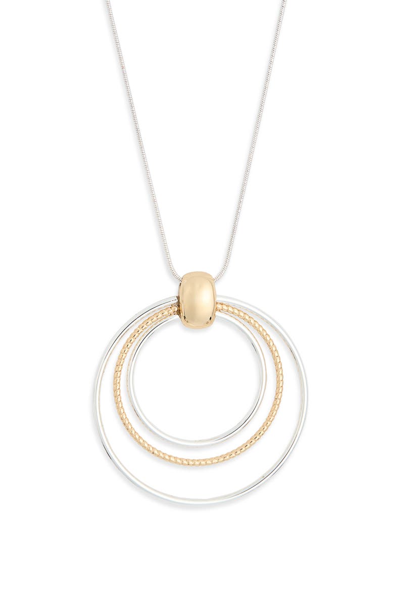 NORDSTROM RACK Circle Pendant Necklace, Main, color, Silver- Gold