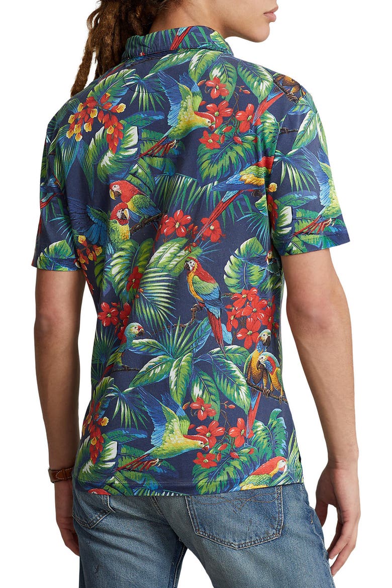 Classic Fit Tropical Print Cotton Polo, Alternate, color, PARROT WITH POLO