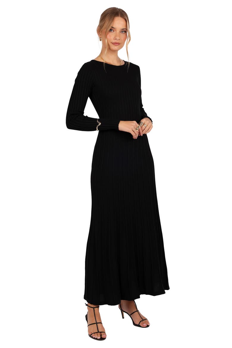 Alison Long Sleeve Rib Maxi Dress, Alternate, color, BLACK
