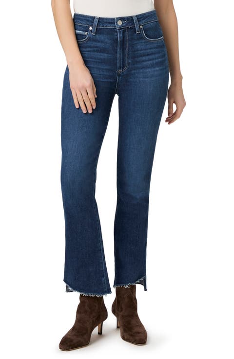 Claudine Angled Raw Hem High Waist Ankle Flare Jeans (Vignette)