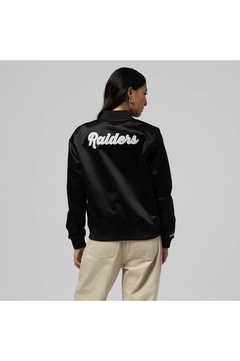 Women's Mitchell & Ness  Black Las Vegas Raiders Full-Snap Satin Jacket, Alternate, color, Black