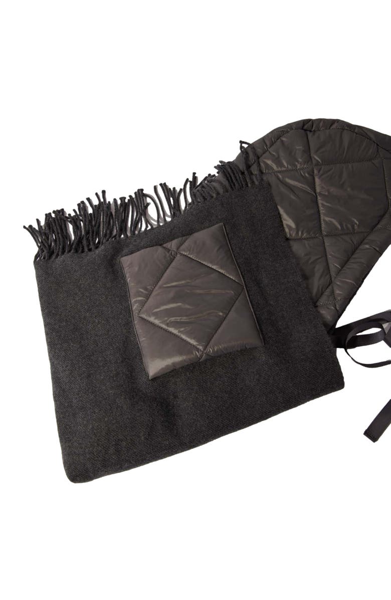 maje Hooded wool poncho, Alternate, color, 