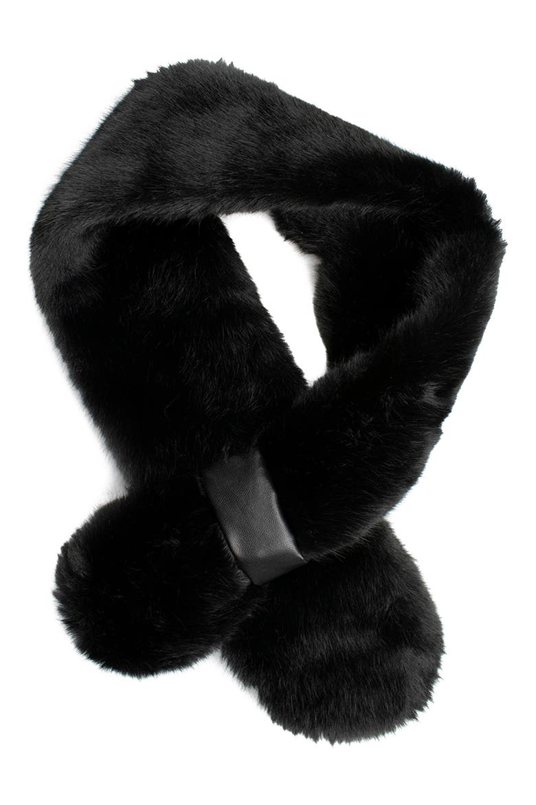 Faux Fur Collar Scarf, Main, color, BLACK