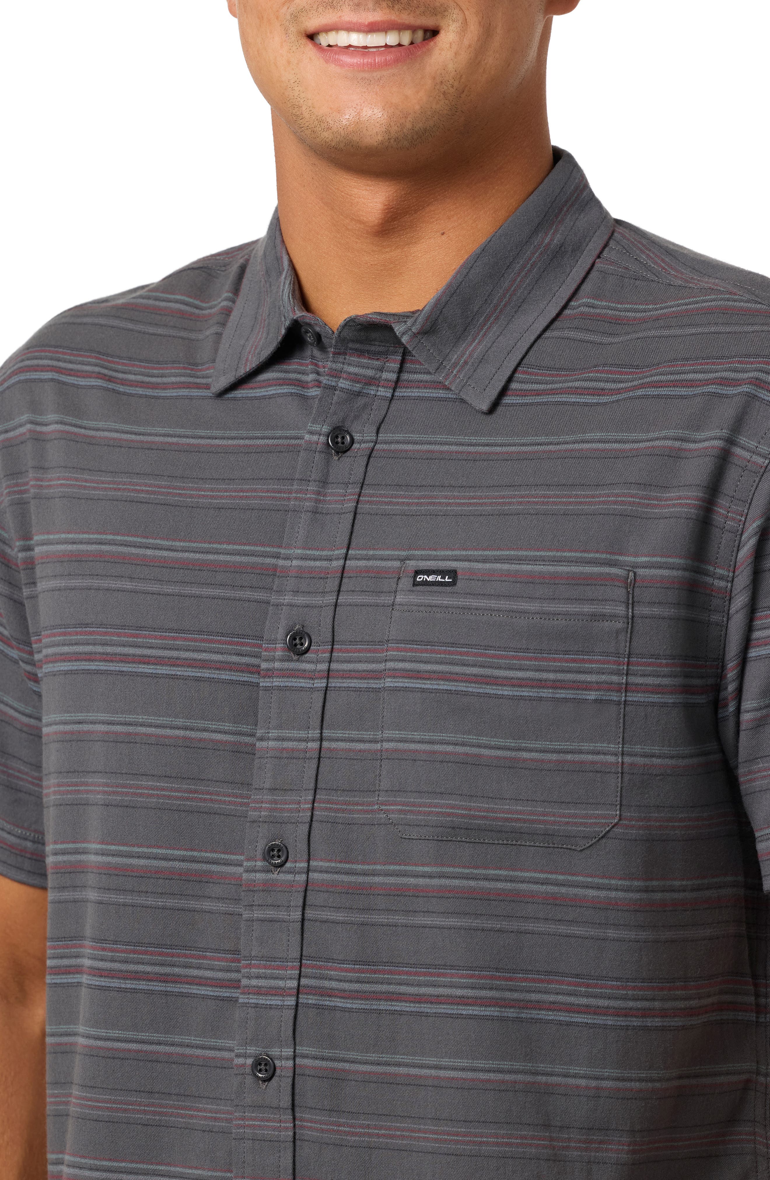 Seafaring Stripe Stretch Short Sleeve Button-Up Shirt - image 2