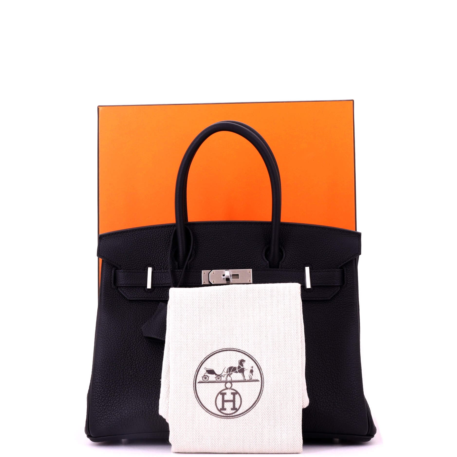 Pre-Owned Hermes Birkin Handbag Black Togo with Brushed Palladium Hardware 30, Alternate, color, Noir