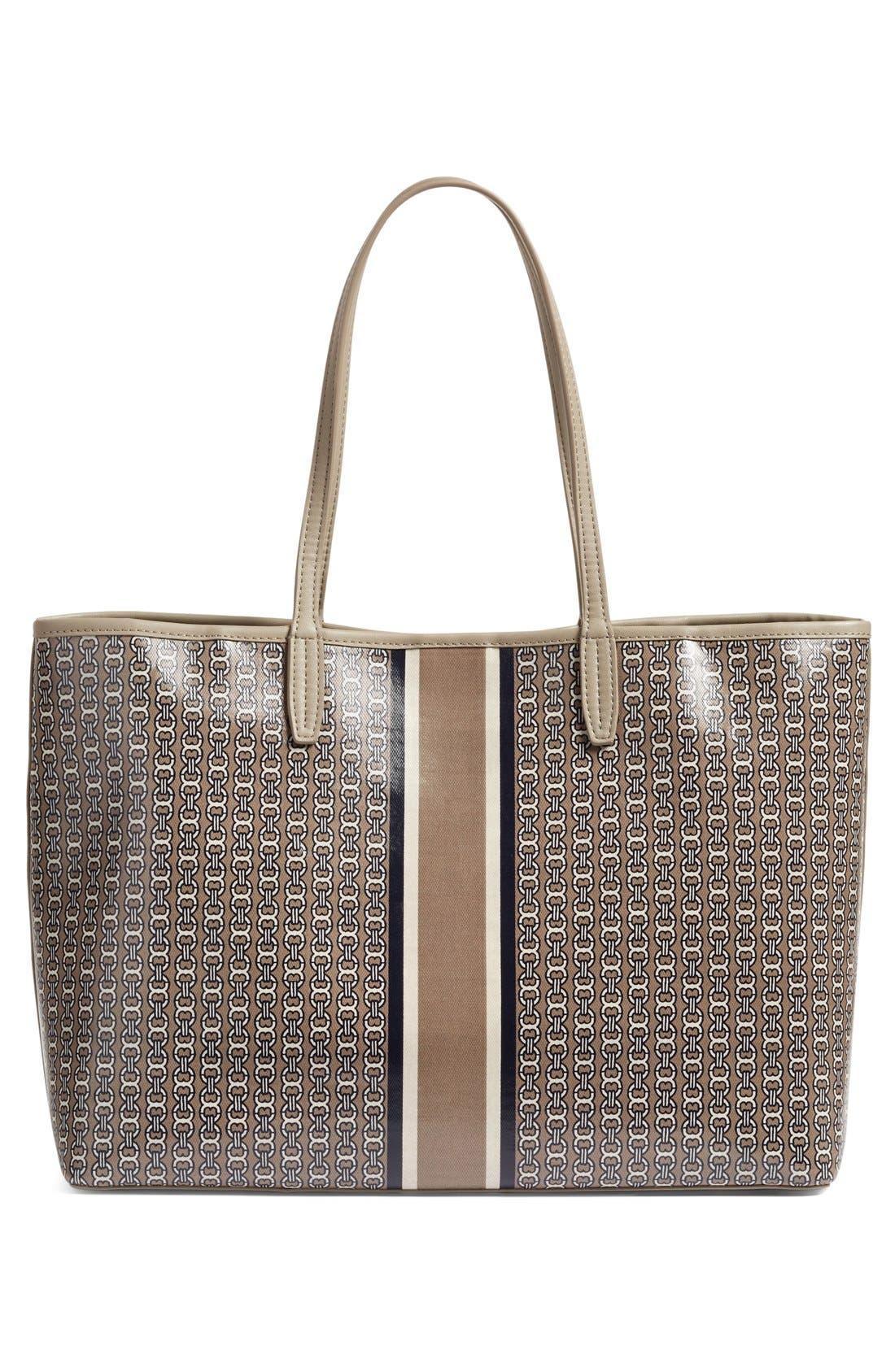 Gemini Link Coated Canvas Tote, Alternate, color, FRENCH GREY GEMINI LINK STRIPE