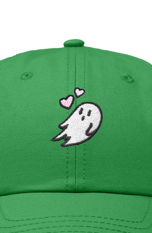 Dalix Heartly Ghost Embroidered Cap In Kelly Green