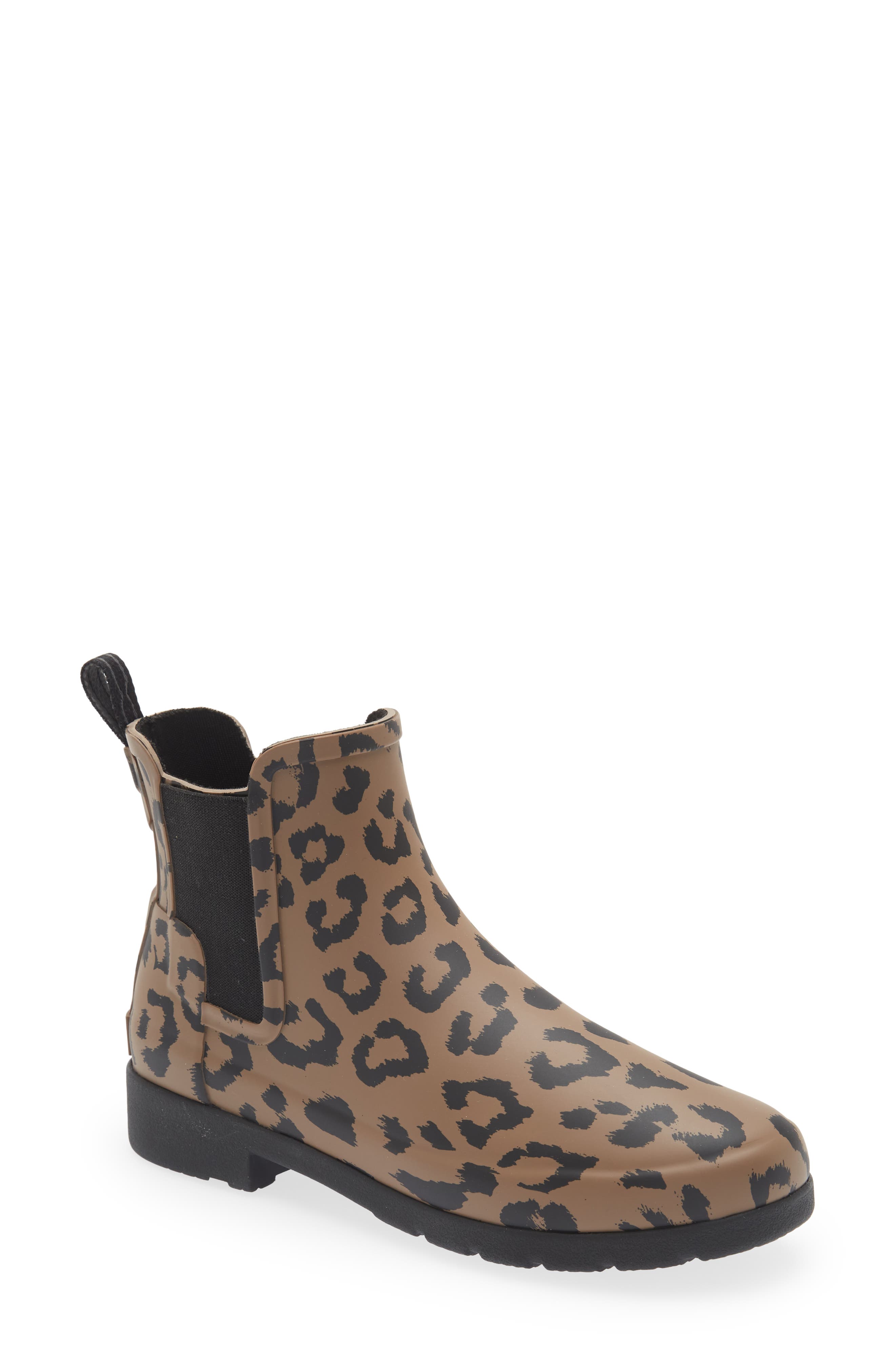 Hunter Cheetah Waterproof Chelsea Rain Boot, Main, color, 