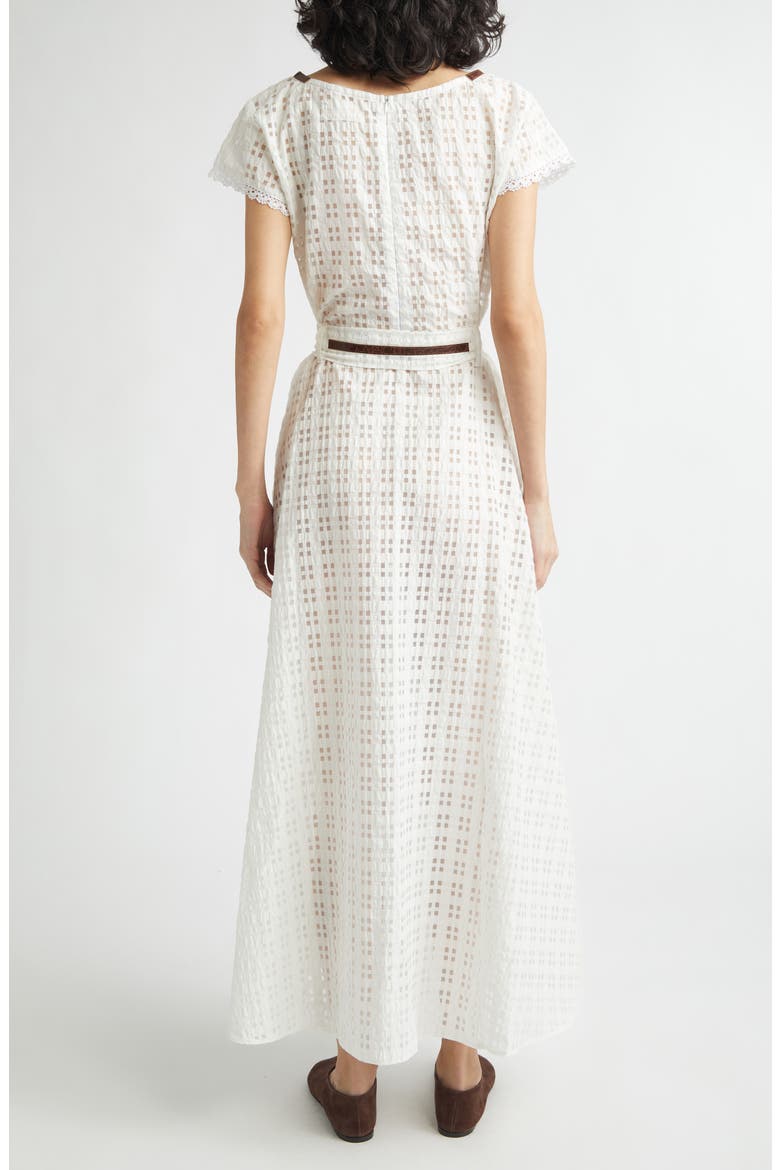 Belted Mixed Media Maxi Dress, Alternate, color, WHITE