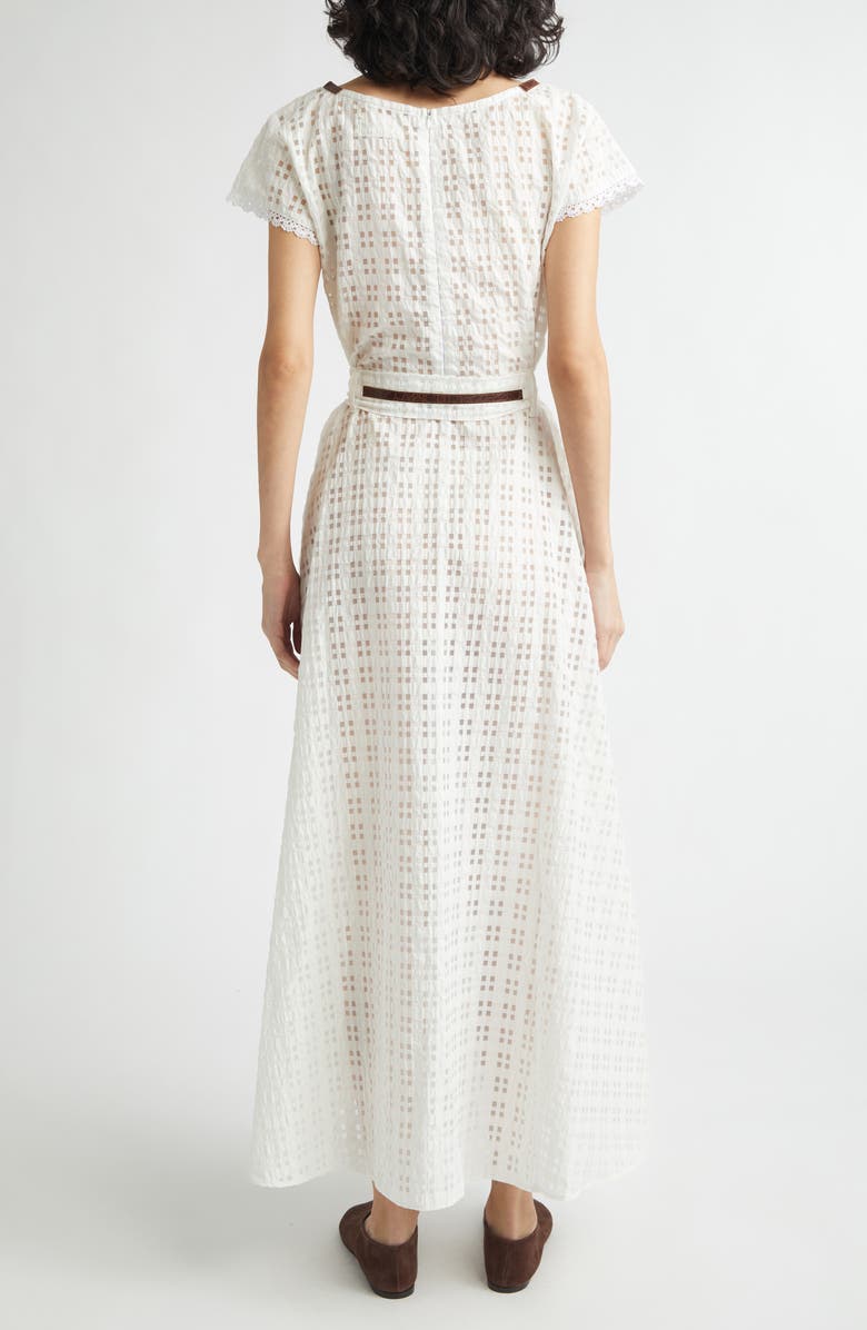 KÚR Belted Mixed Media Maxi Dress, Alternate, color, White