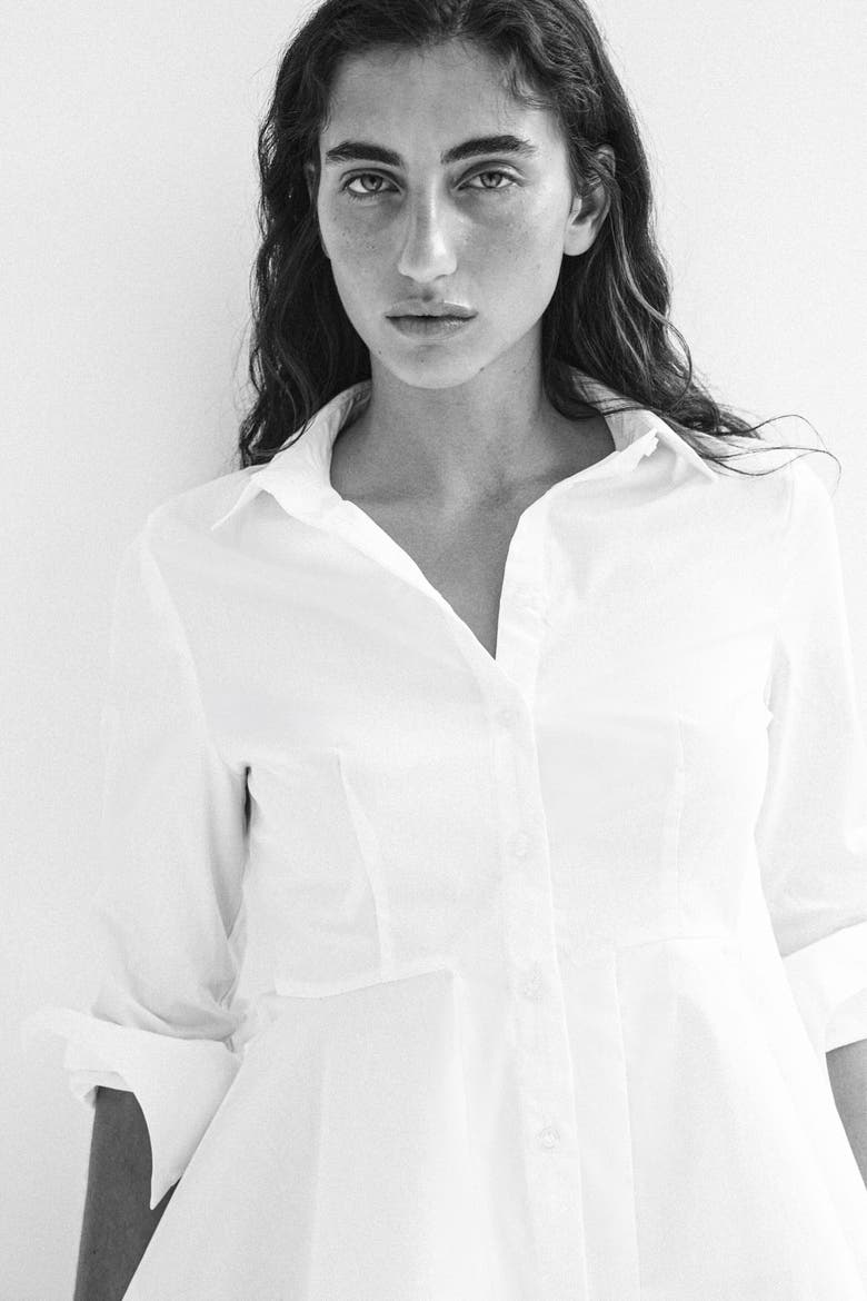 Cotton Peplum Shirt, Alternate, color, White