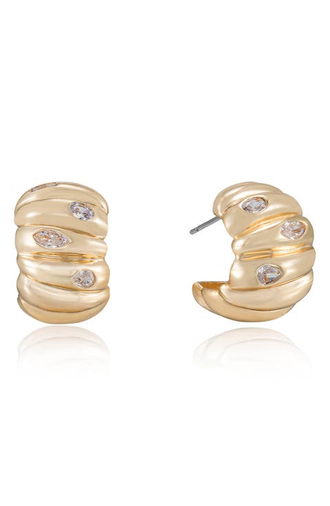 Bezel Curved Stud Earrings