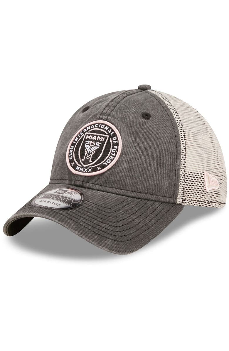 New Era Men's New Era Black/Cream Inter Miami CF 9TWENTY Washed Denim Snapback Hat, Alternate, color,