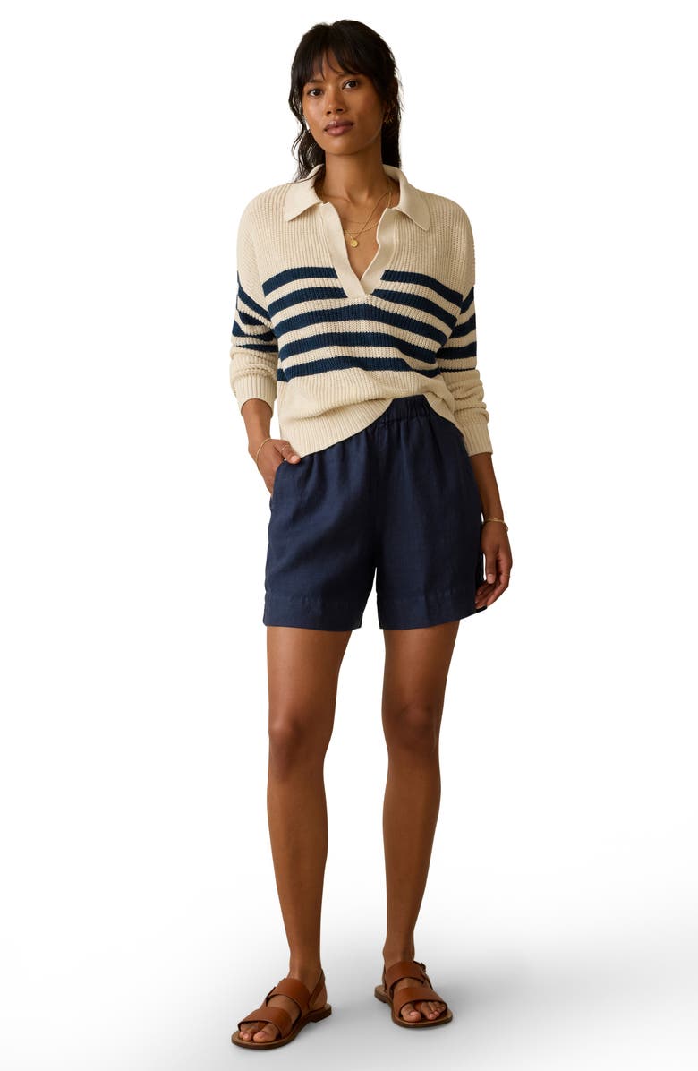 Faherty Laguna Bayview Linen Shorts, Alternate, color, Navy