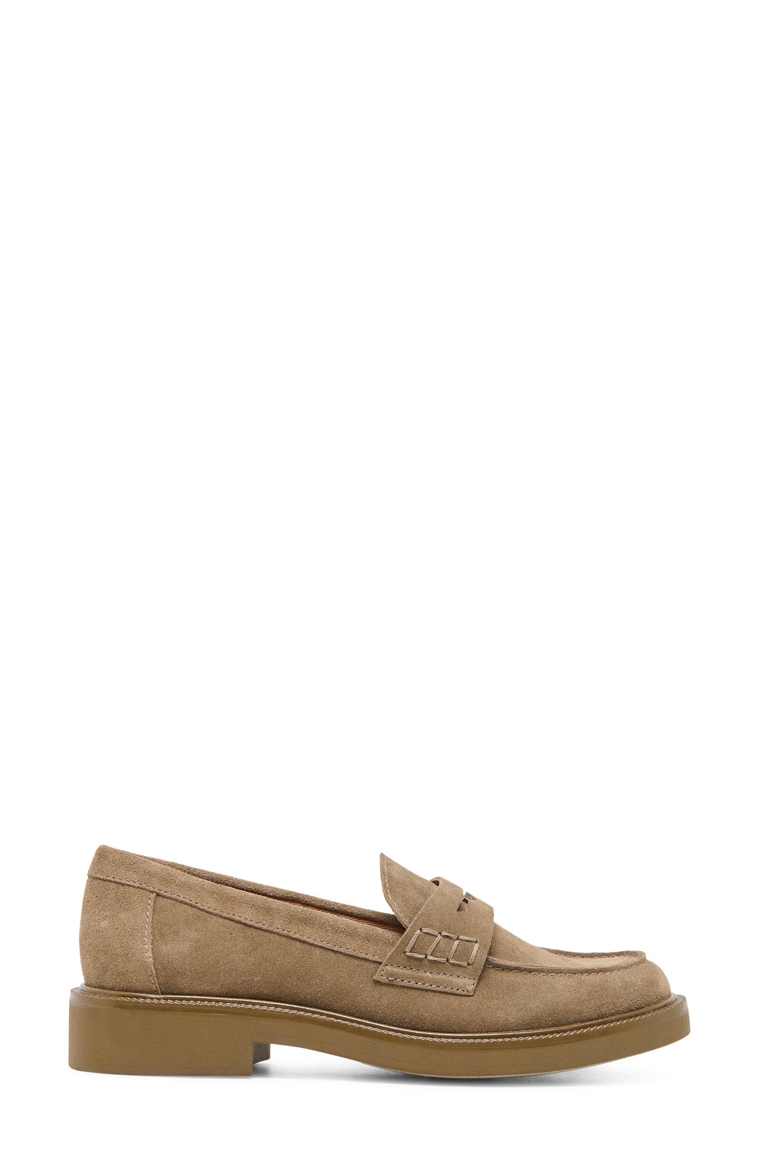 Tiggy Penny Loafer, Alternate, color, OLIVE SUEDE
