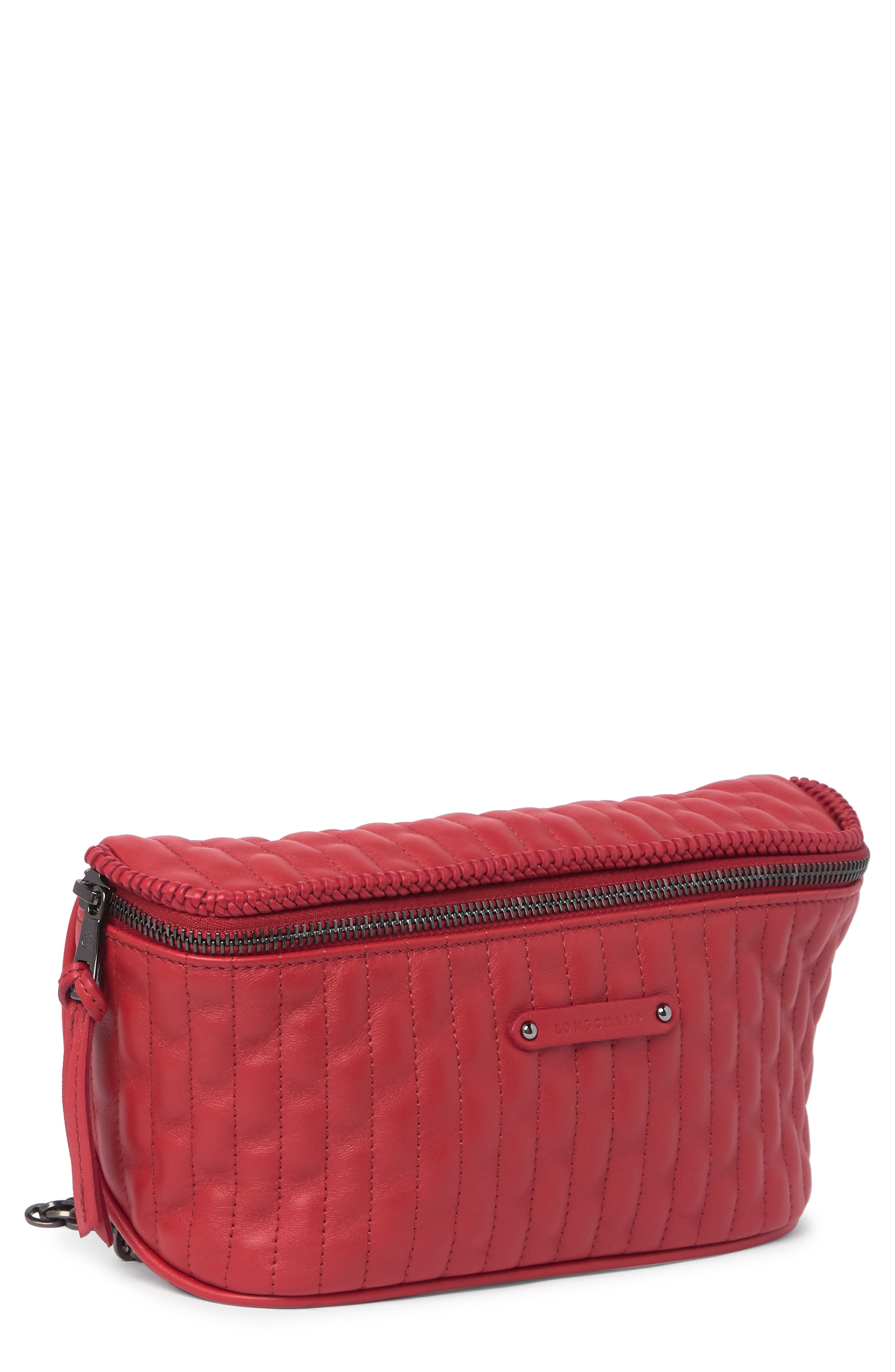 Longchamp Quilted Leather Shoulder Bag, Alternate, color, Red