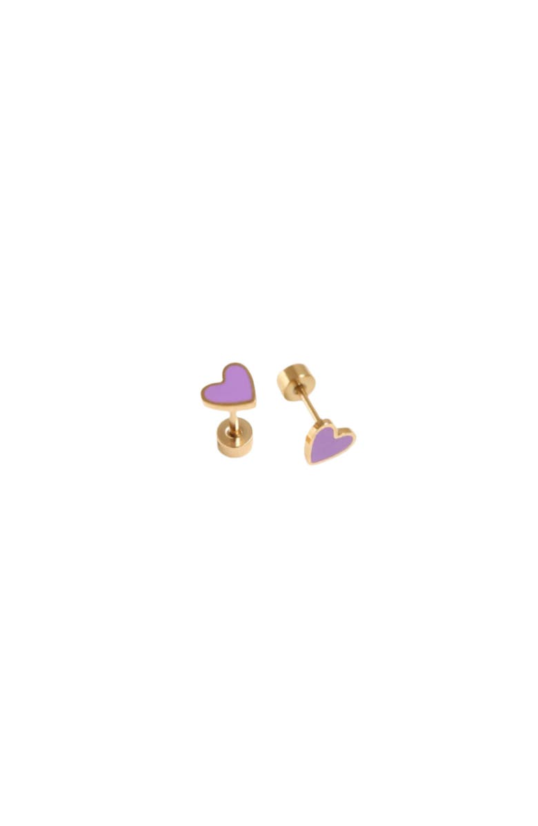 Pip Pop Enamel Heart Stud Earrings, Main, color, Purple