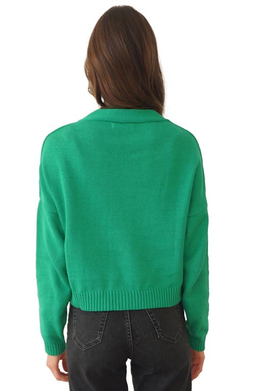Paneros Clothing Diana Cropped Cardigan In Emerald Green