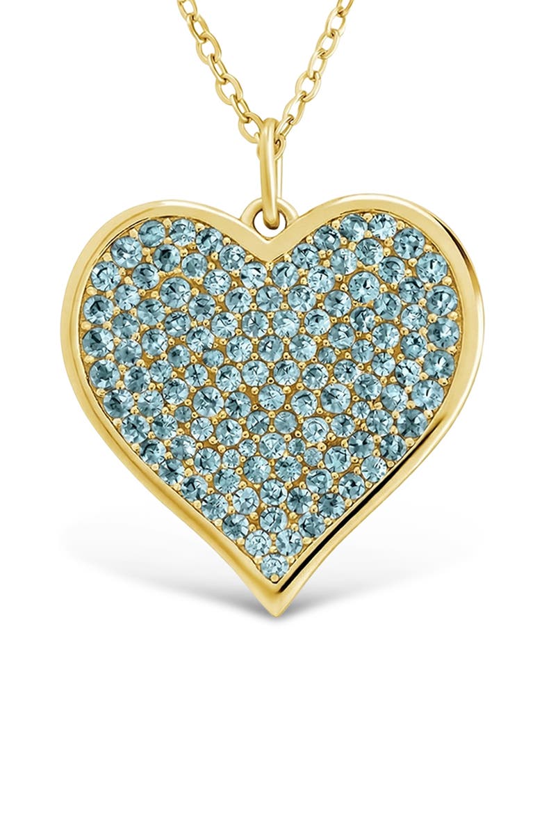 14k Gold Plated Cubic Zirconia Heart Pendant Necklace, Main, color, GOLD